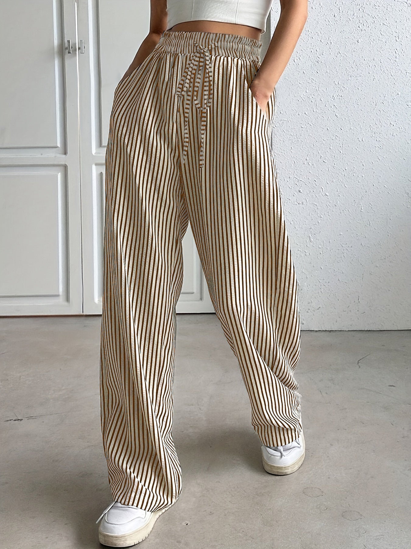 Damen Weite Streifen-Hose