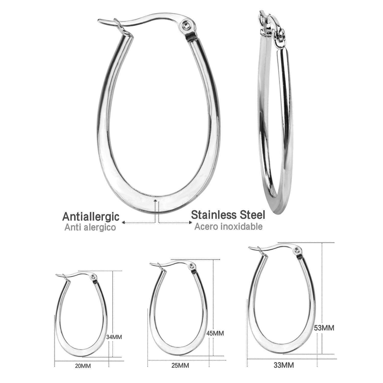 Damen Edelstahl Creolen im modernen Design Shop Nory