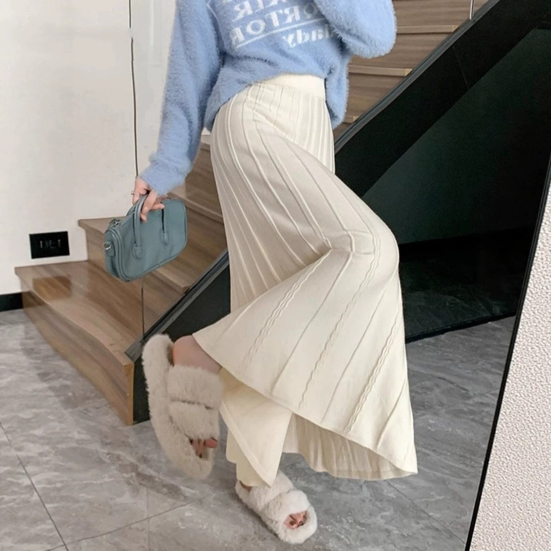Damen Langer Plissee-Rock aus weich fließendem Material Shop Nory
