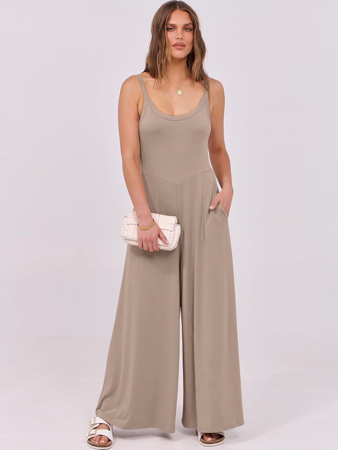 Damen eleganter Jumpsuit mit weitem Bein und komfortablem Schnitt