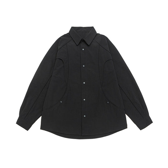 Damen Oversize-Hemdjacke mit geschwungener Teilnaht und Druckknopfleiste Shop Nory