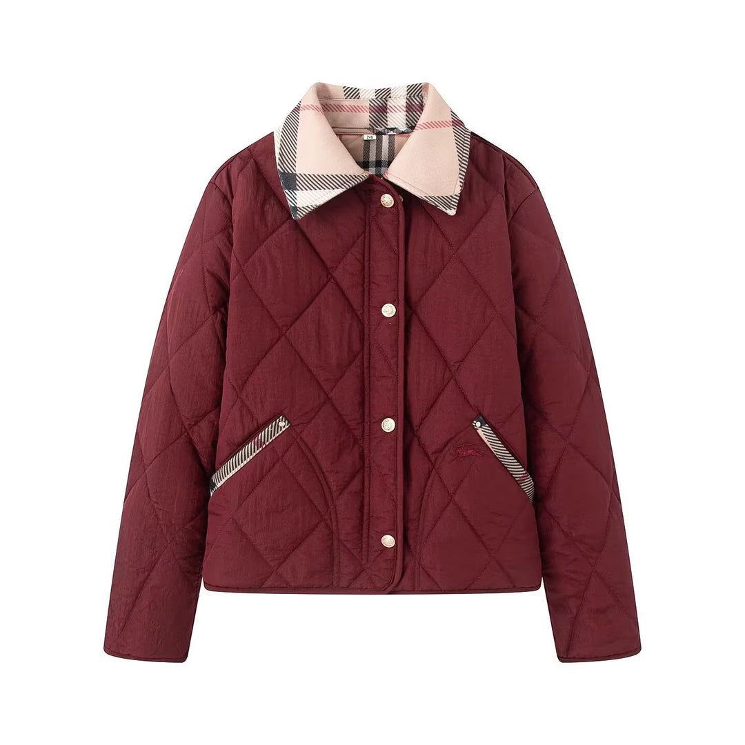 Damen Steppjacke mit karierter Kragen- und Taschenblende Shop Nory