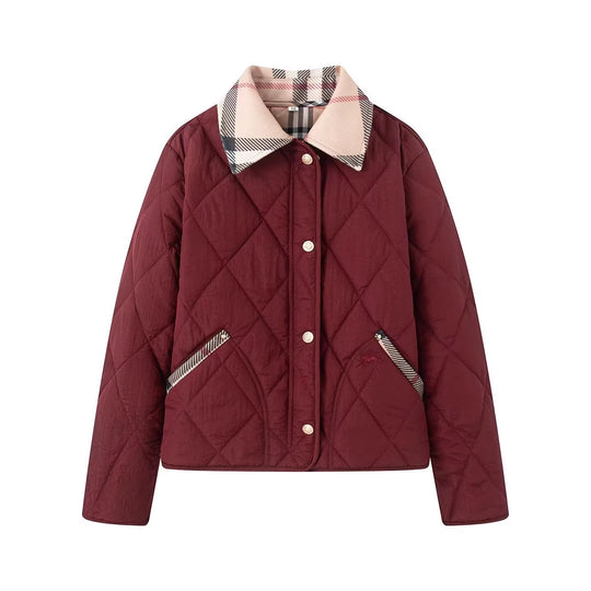 Damen Steppjacke mit karierter Kragen- und Taschenblende Shop Nory