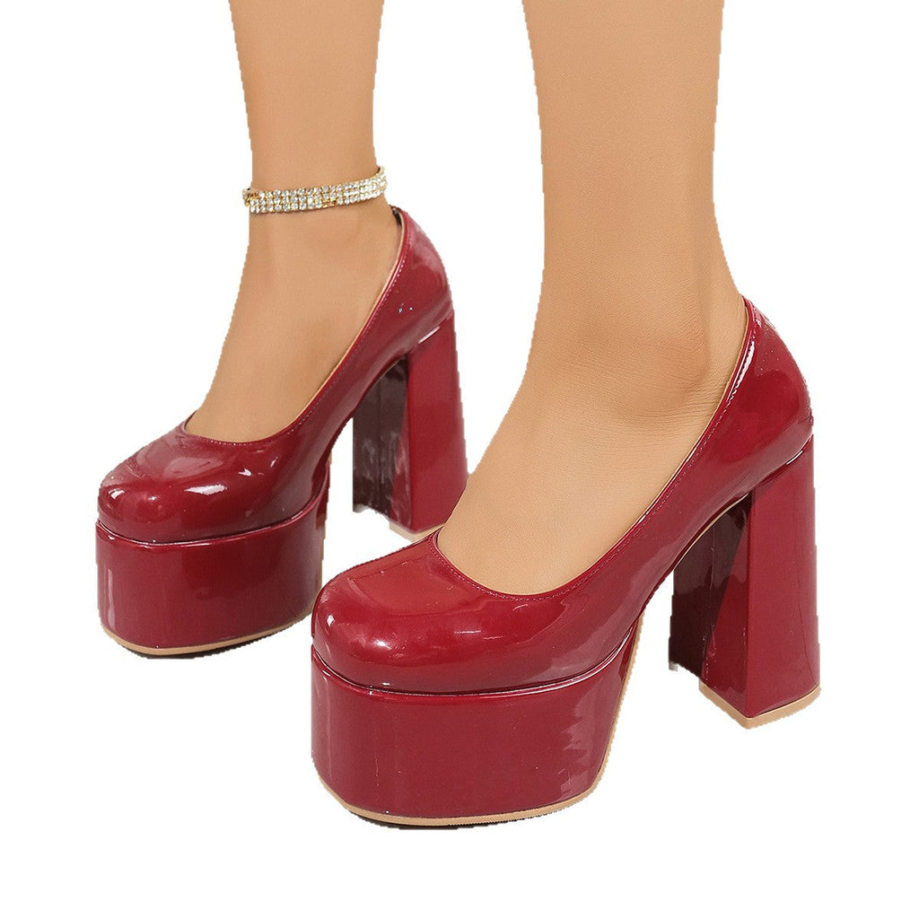 Damen Plateau-Pumps mit elegantem Blockabsatz und funkelndem Akzent