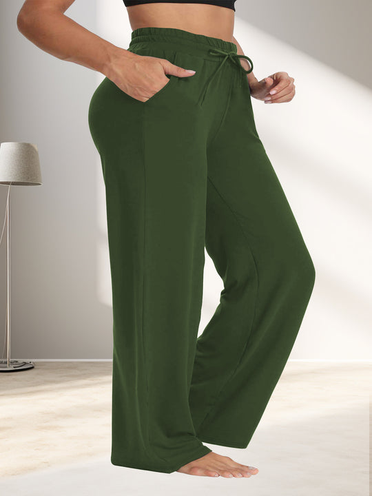 Damen Weite High-Waist Yogahose mit Leopardenmuster und Kordelzug Shopy Nory