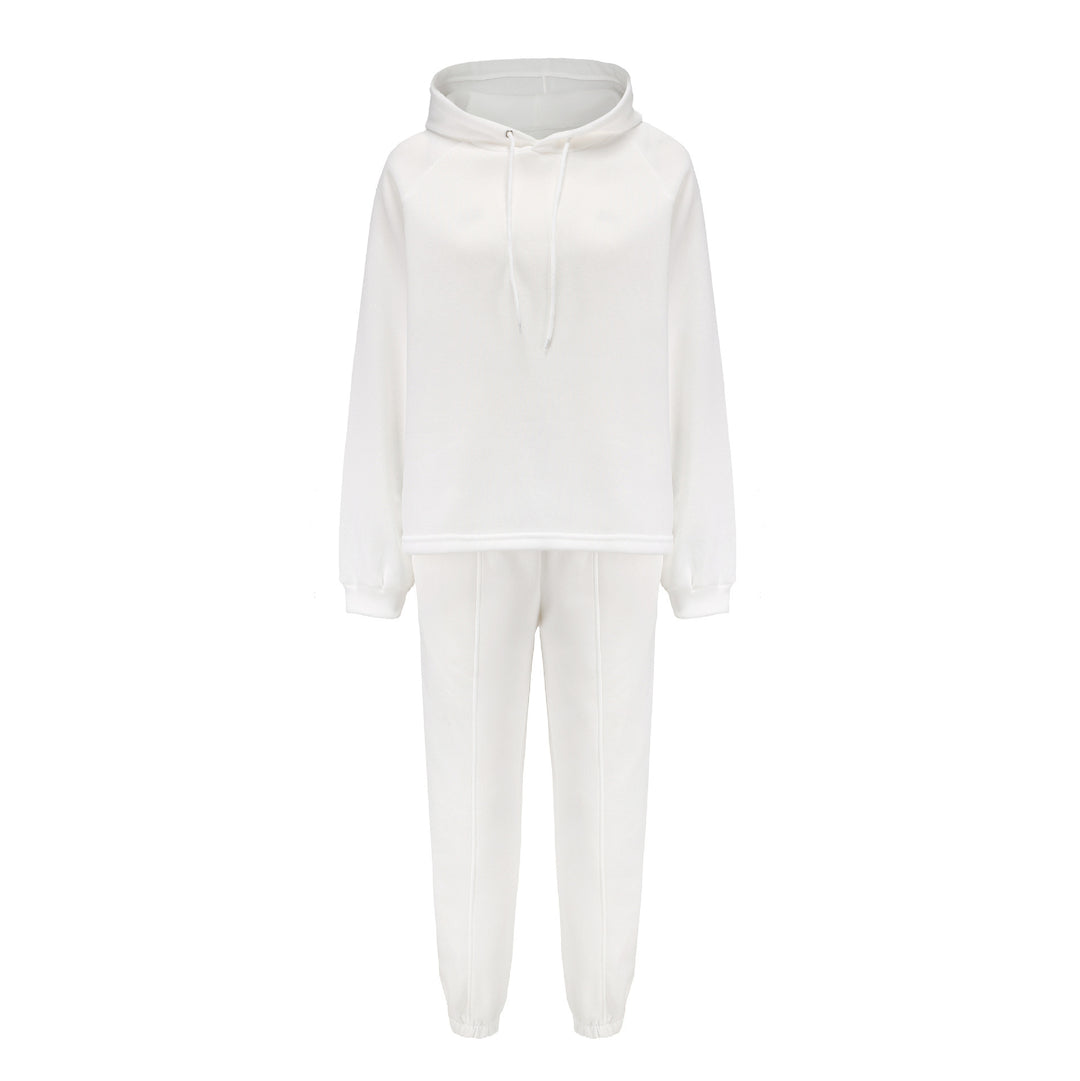 Damen kuscheliges Lounge-Zweiteiler-Set mit oversized Kapuzenpullover, Balloon-Ärmeln und taillierter Jogginghose Shop Nory