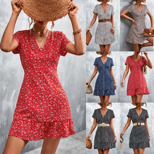 Damen Sommerliches Minikleid mit floralem Design und verspieltem Saum