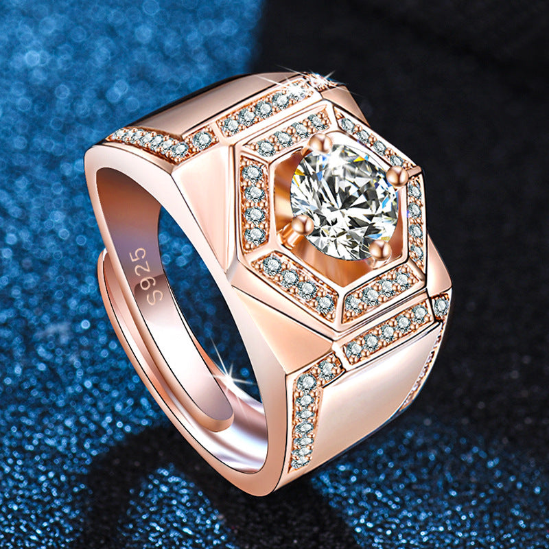 Damenring mit hexagonalem Design und funkelndem Zirkonia-Besatz Shop Nory