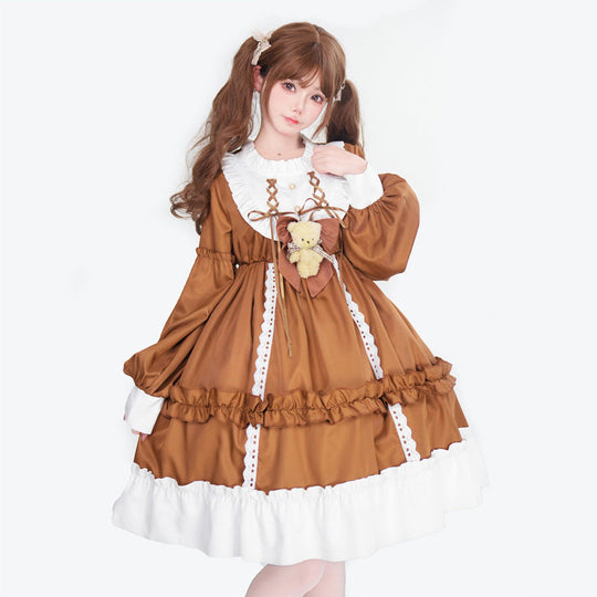 Damen Verspieltes Kostümkleid mit Rüschen und Teddybär-Motiv Shop Nory