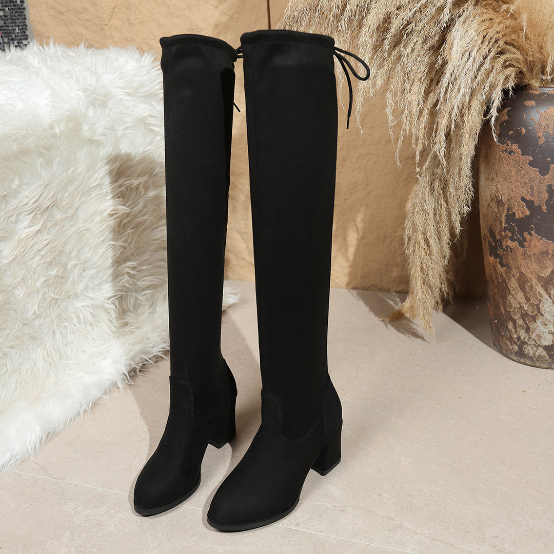 Damen Overknee-Stiefel mit Stretchschaft und mittelhohem Blockabsatz Shop Nory