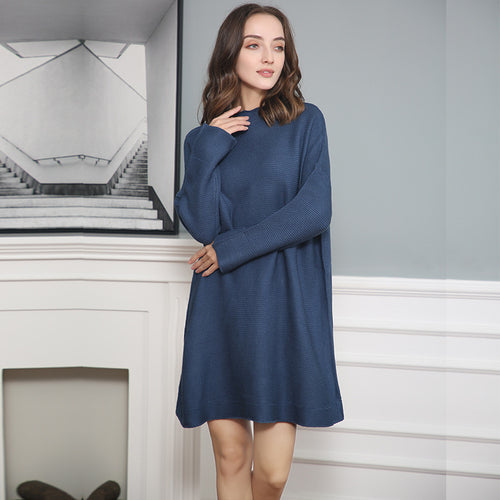 Damen Oversize Strick-Tunika mit kurzem Stehkragen und überschnittener Schulter Shop Nory