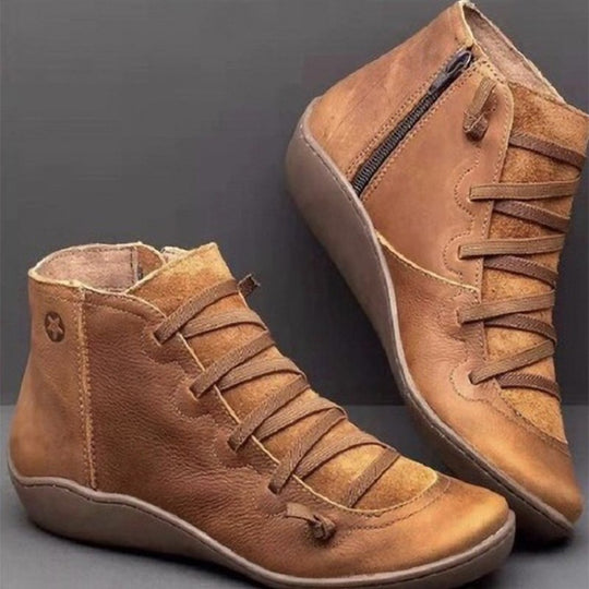 Damen Knöchelhohe Komfort-Boots mit elastischer Zier-Schnürung und seitlichem Reißverschluss Shop Nory