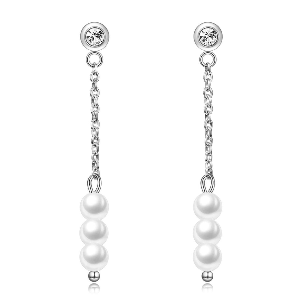 Damen Ohrhänger mit eleganten Perlen-Details und funkelndem Zirkonia Shop Nory