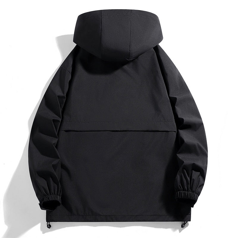 Herren Wasserabweisende Übergangsjacke mit verstellbarer Kapuze und praktischen Taschen Shopnory