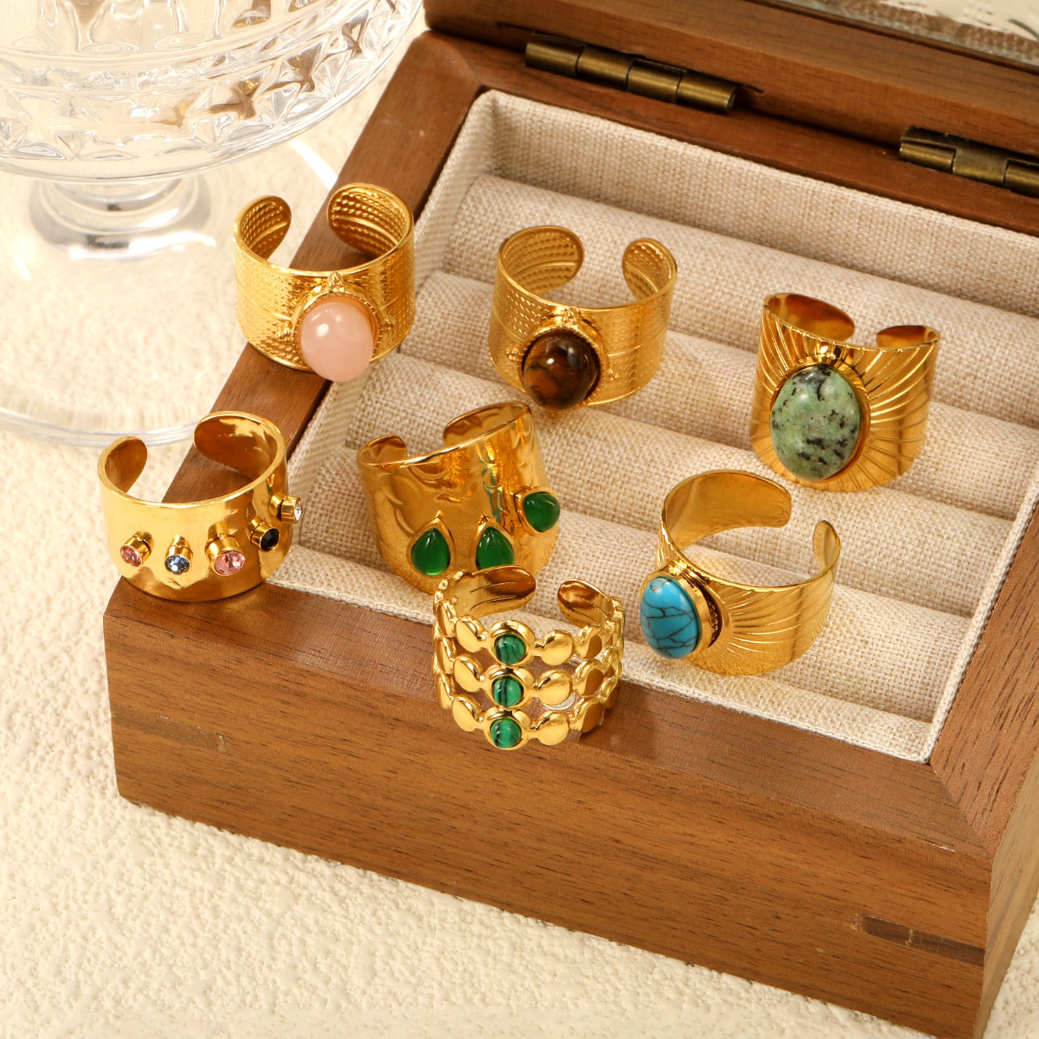 Damen offener Ring mit kunstvollen Steinen Shop Nory