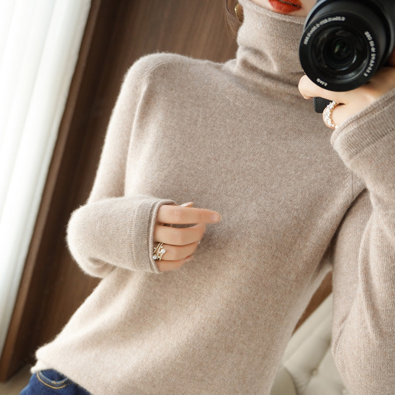Damen Weicher Rollkragenpullover aus Kaschmir‑Look mit Daumenloch und figurbetonter Silhouette Shop Nory