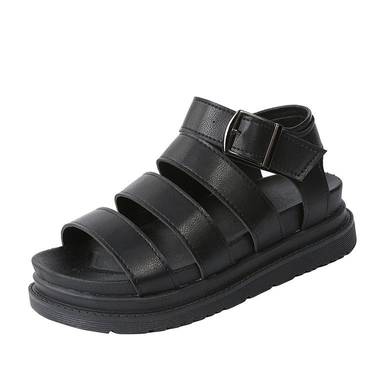 Damen Plateausandalen mit vier Riemen und verstellbarer Metallschnalle Shop Nory
