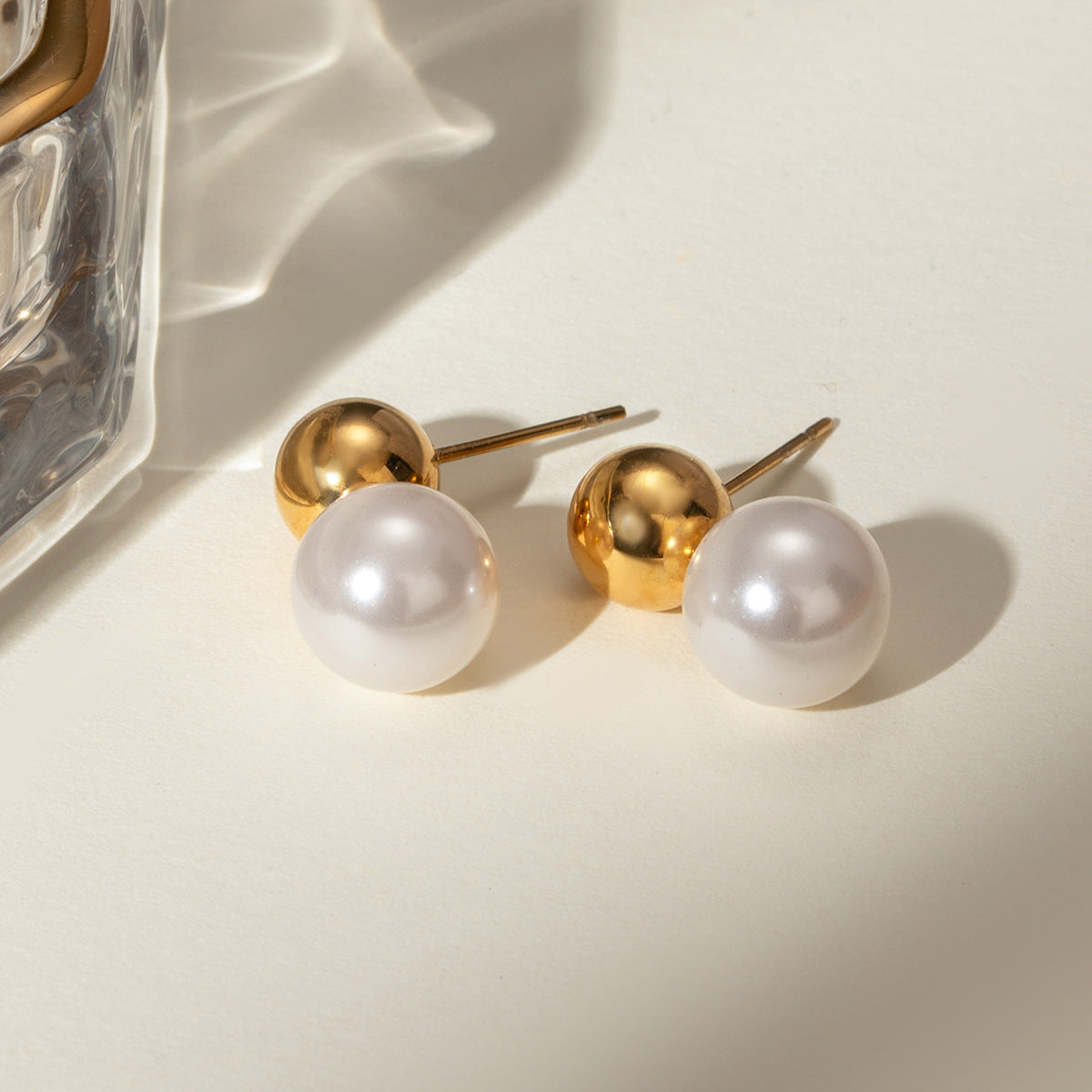 Damen Ohrhänger mit elegantem Perlenanhänger aus hypoallergenem Edelstahl Shop Nory