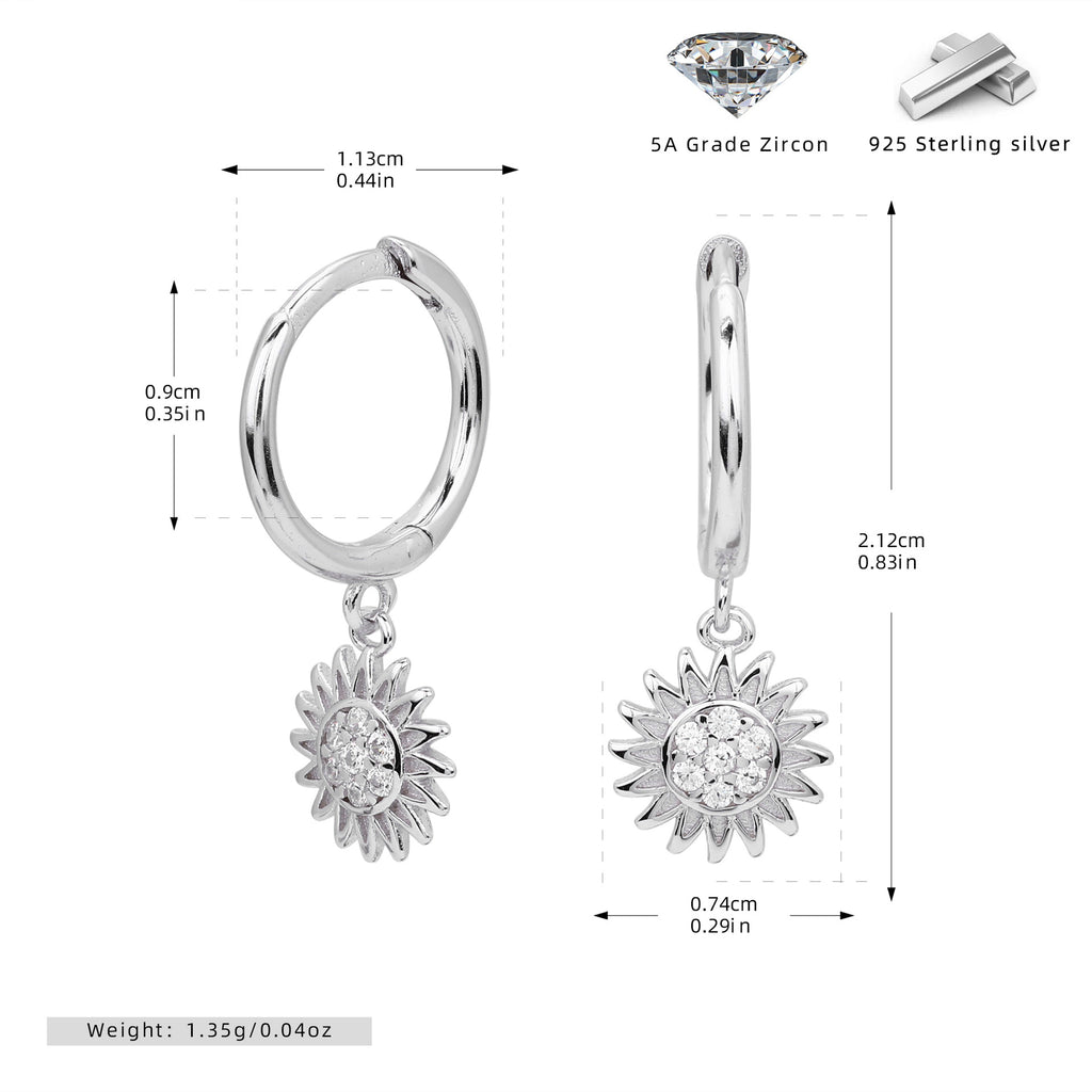 Damen Ohrhänger mit strahlendem Sonnenmotiv aus 925 Sterling Silber Shop Nory