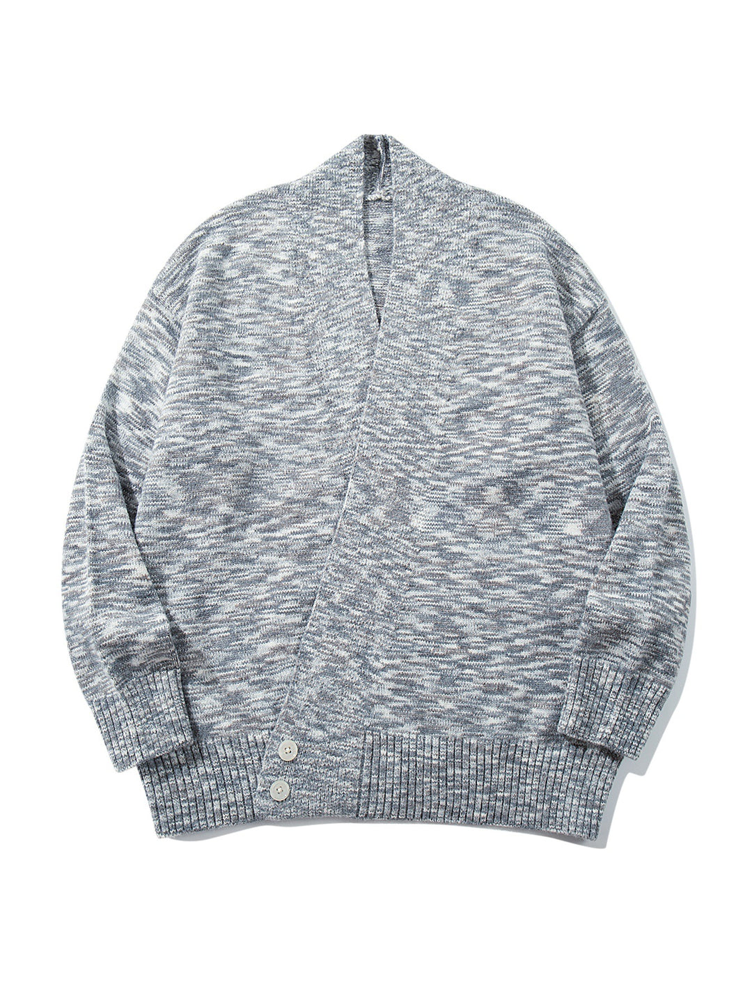 Damen Oversize-Strickcardigan mit tiefem V-Ausschnitt, Knopfleiste am Saum und melierter Struktur Shop Nory
