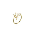 Damen feiner floraler Ring mit Zirkonia und Perlmuttelementen Shop Nory