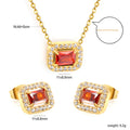 Damen Schmuckset mit funkelnden roten Zirkonia und elegantem Goldüberzug Shop Nory