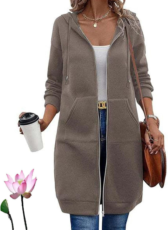 Damen Lässige Langarm Hoodie-Jacke