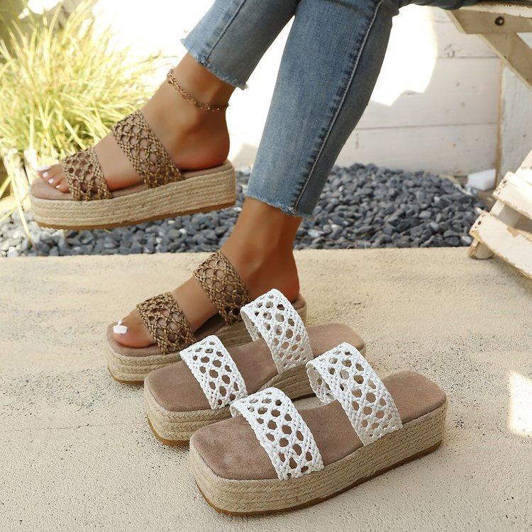 Damen Komfortable und geflochtene Wedge-Sandalen