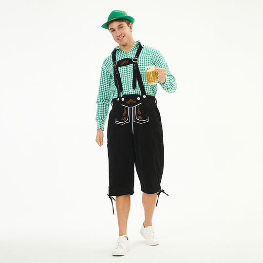 Herren nan knielange Trachten-Latzhose mit verstellbaren Trägern und dekorativer Stickerei Shop Nory