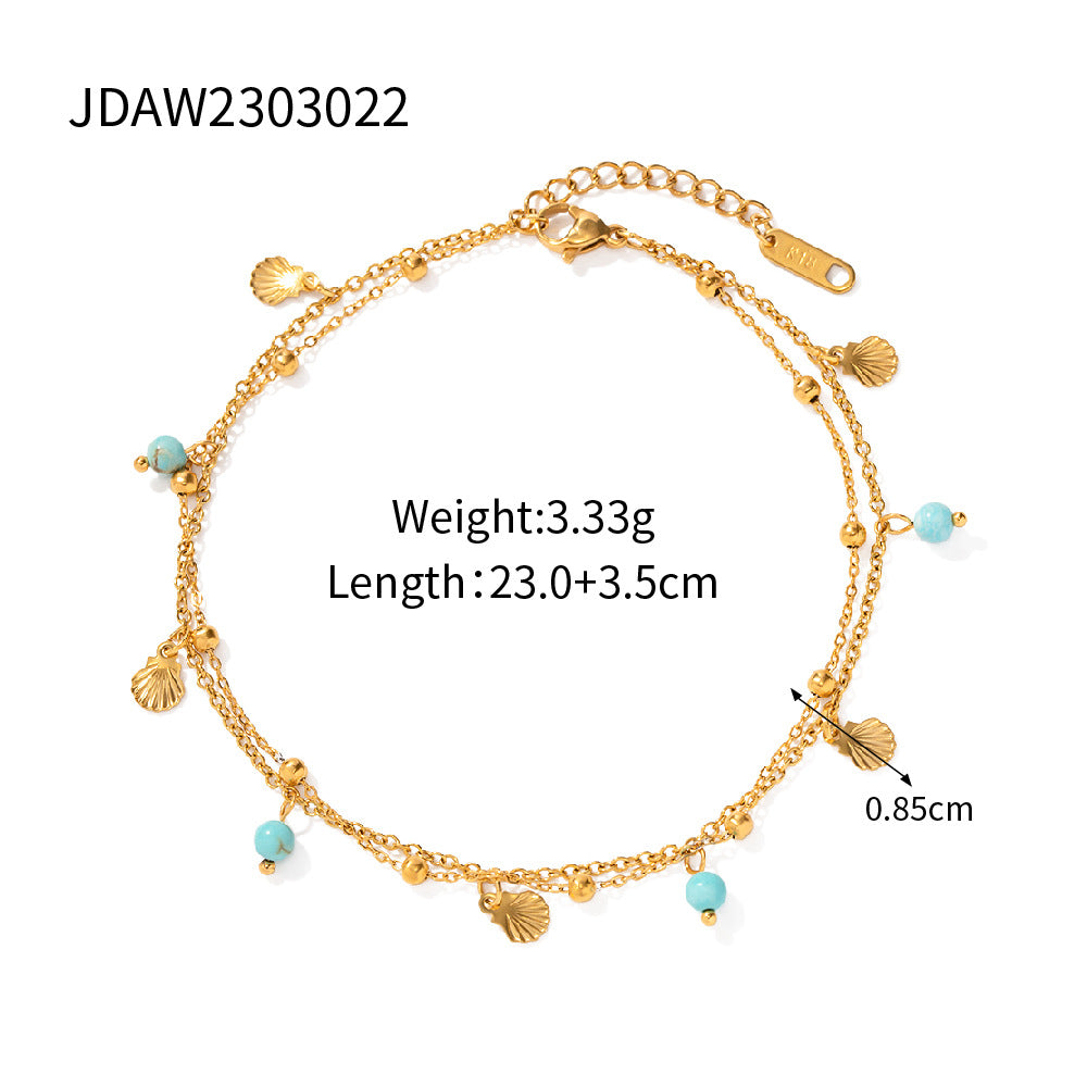 Damen elegantes Armband mit Muschel- und Quarz-Details Shop Nory