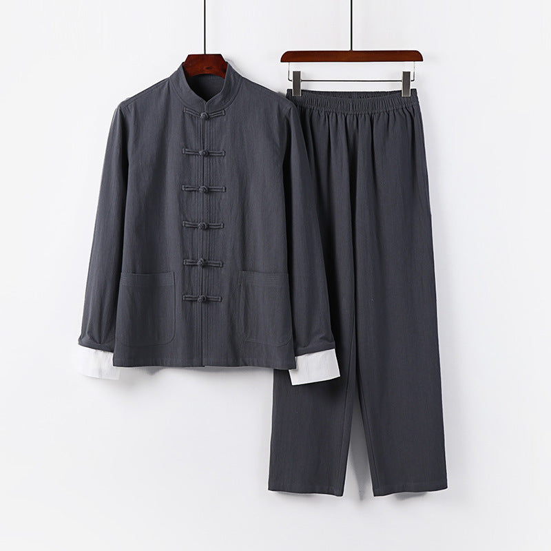 Herren Leichtes Tai-Chi-Set mit Stehkragen und Knotenverschlüssen Shop Nory