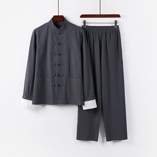 Herren Leichtes Tai-Chi-Set mit Stehkragen und Knotenverschlüssen Shop Nory