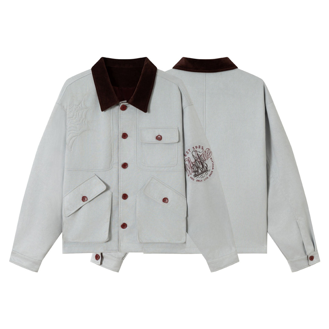 Herren Kurzblouson aus Wildlederoptik mit Kordkragen und Utility‑Taschen Shop Nory