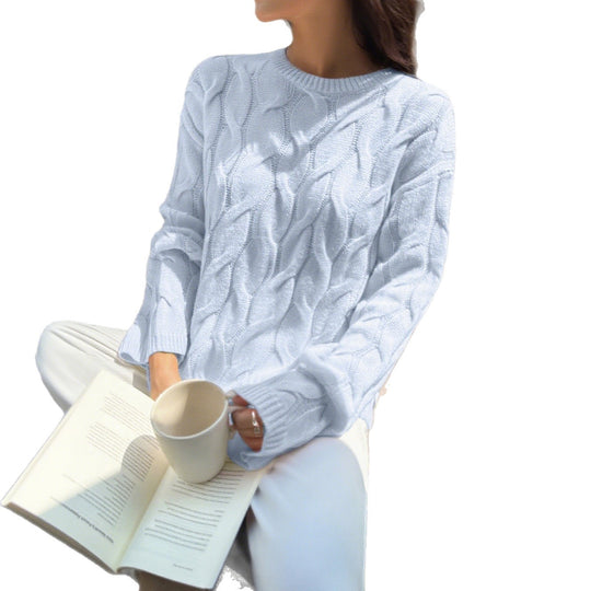 Damen nan oversized Zopfstrickpullover mit Rundhalsausschnitt und weichem Fall Shop Nory