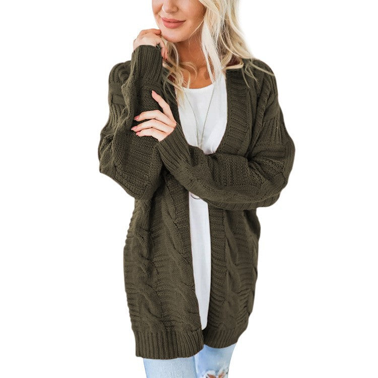 Damen nan langer oversize Strickcardigan mit Zopfmuster und V-Ausschnitt Shop Nory