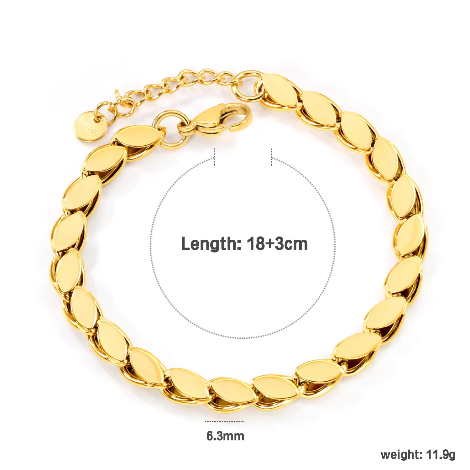 Damen trendiges Gliederarmband aus hochwertigem Edelstahl mit verstellbarem Verschluss Shop Nory