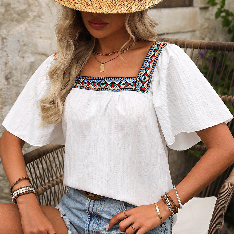 Damen Luftige Sommerbluse mit Stickereien