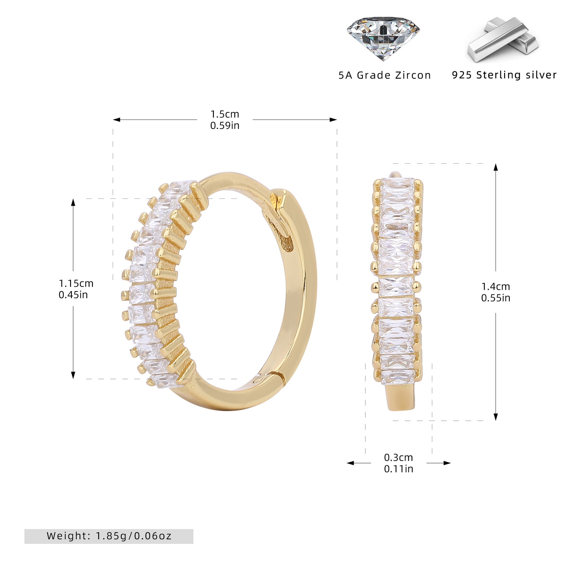 Damen Creolen mit funkelnden Zirkonsteinen und hochwertiger 925 Sterlingsilberfassung Shop Nory