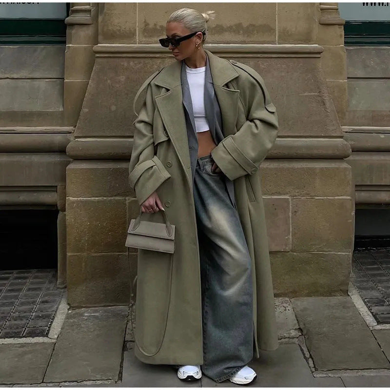 Damen Extravaganter Oversize-Mantel im Maxilänge aus Wollmix mit betonter Schulterpasse und weiten Aufschlägen Shop Nory