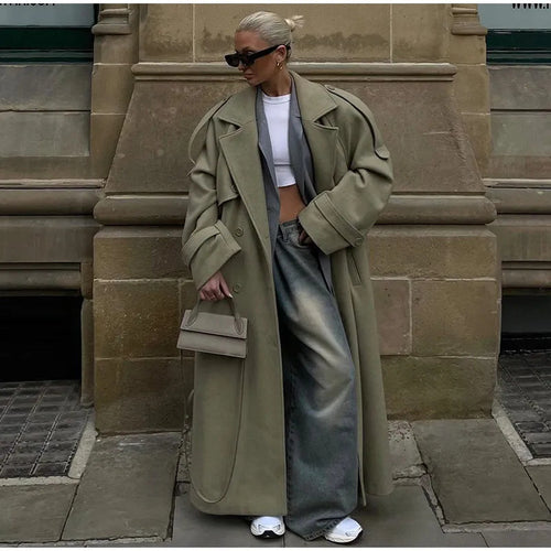 Damen Extravaganter Oversize-Mantel im Maxilänge aus Wollmix mit betonter Schulterpasse und weiten Aufschlägen Shop Nory