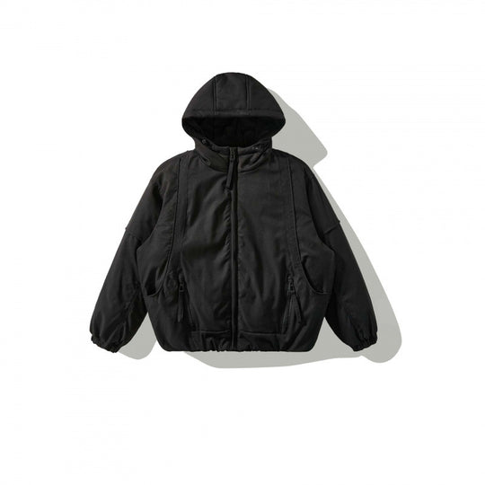 Unisex Oversize Stepp-Bomberjacke mit hoher Kapuze, geformten Pattentaschen und elastischem Saum Shop Nory