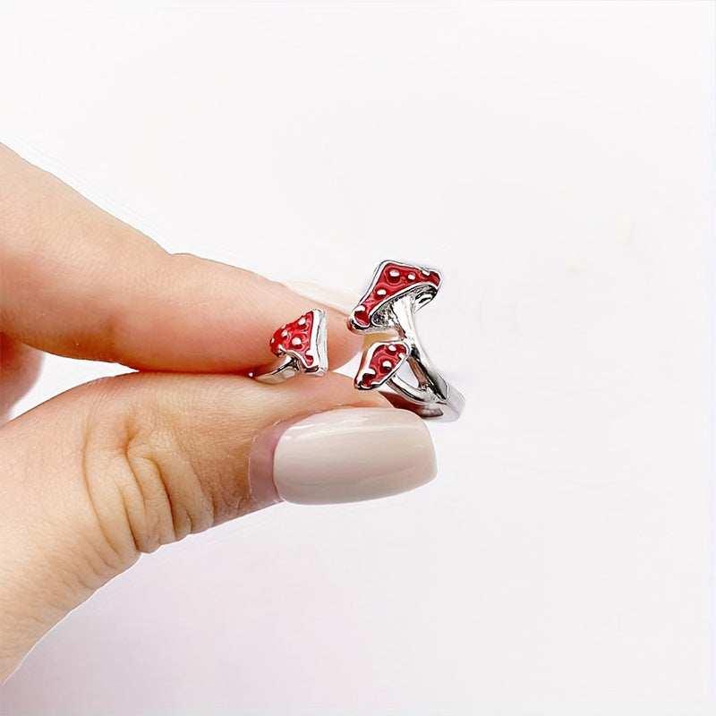Damenring mit verspieltem Pilzdesign und detaillierter Emaille Shop Nory