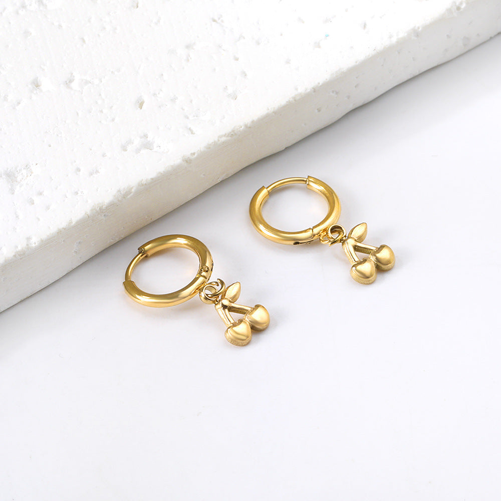 Damen Hängende Ohrstecker mit Kirschmotiven Shop Nory