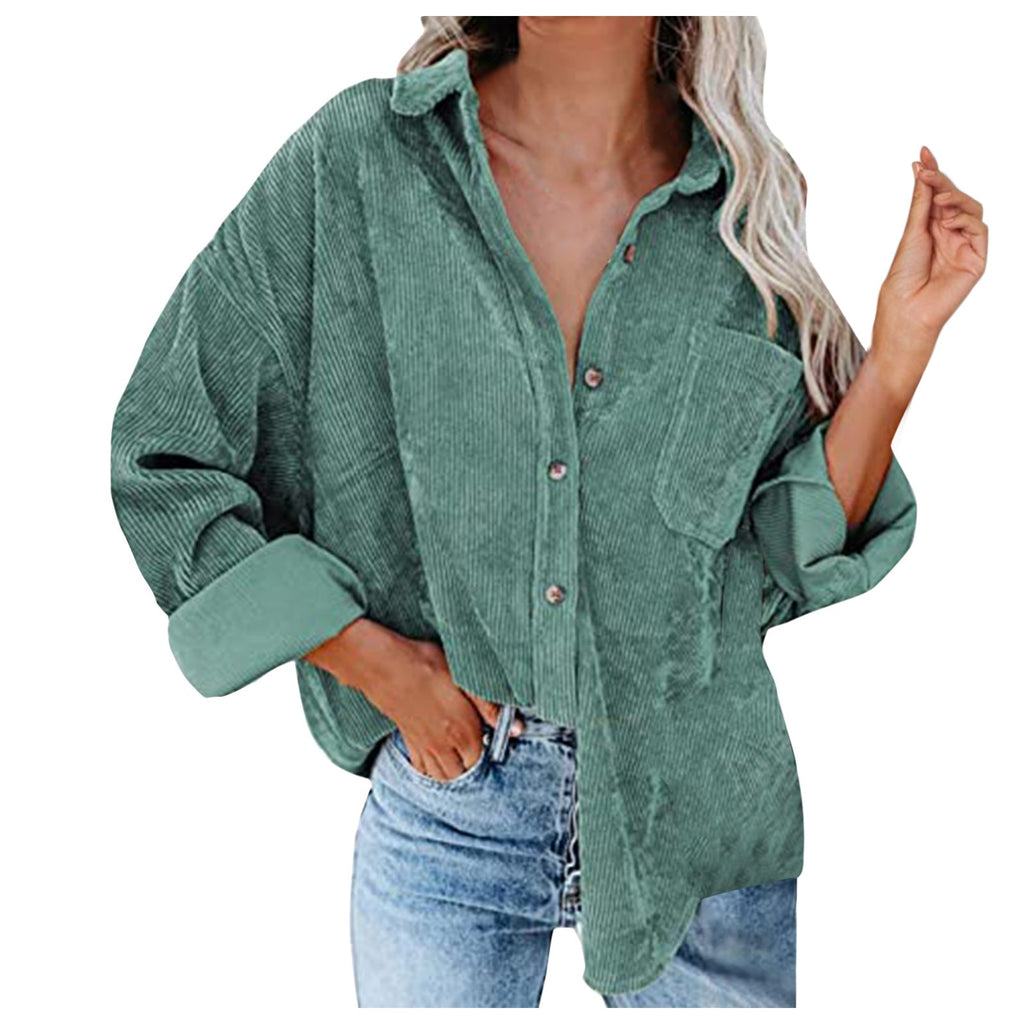 Damen Übergroße Kordbluse