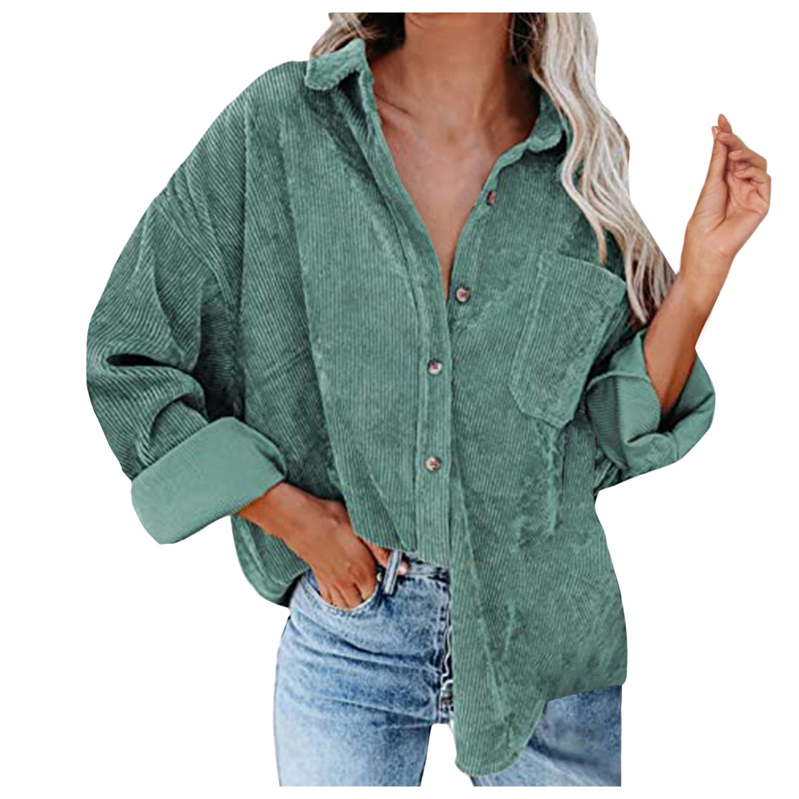 Damen Übergroße Kordbluse