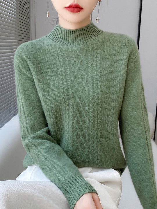 Damen Weicher Zopfstrick-Mockneck-Pullover mit leichtem Mohair-Effekt Shop Nory