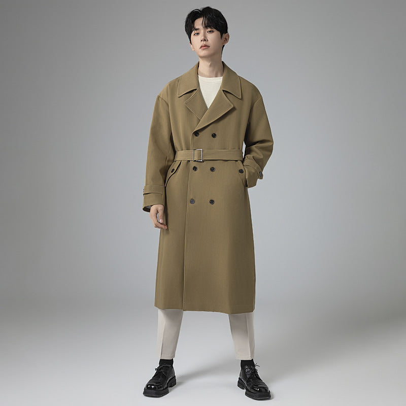 Herren Maxilanger Trenchmantel mit taillierendem Gürtel und minimalistischer Silhouette Shop Nory