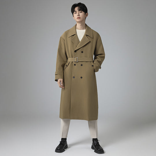 Herren Maxilanger Trenchmantel mit taillierendem Gürtel und minimalistischer Silhouette Shop Nory
