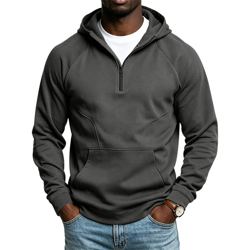 Herren Kapuzenpullover mit Kurzreißverschluss, Kängurutasche und Raglanärmeln Shop Nory