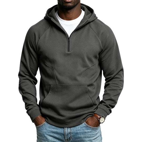 Herren Kapuzenpullover mit Kurzreißverschluss, Kängurutasche und Raglanärmeln Shop Nory